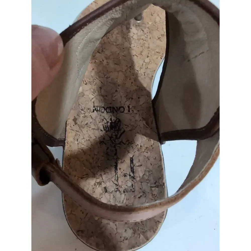 Fly London Miya Tan Khaki Leaher Thong Ankle Wrap Sandals Flats Size 40 US 8.5